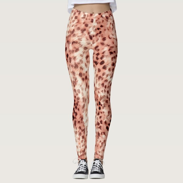 Chic Hübsch Girly Rose Gold Leopard Leggings (Vorderseite)