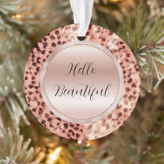 Chic Hübsch Girly Rose Gold Leopard Ornament (Baum)