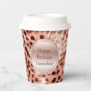 Chic Hübsch Girly Rose Gold Leopard Pappbecher