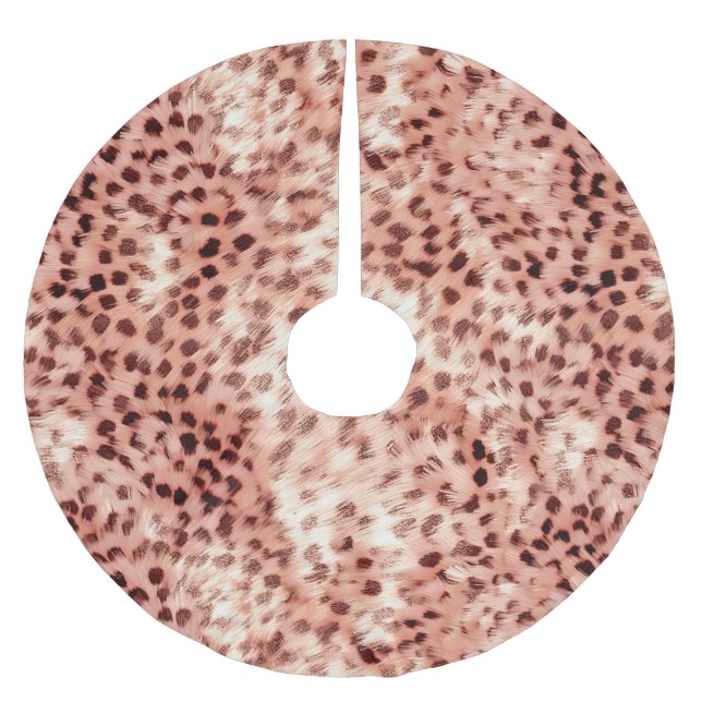 Chic Hübsch Girly Rose Gold Leopard Polyester Weihnachtsbaumdecke (Vorderseite)
