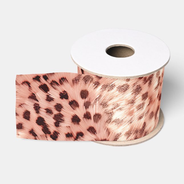 Chic Hübsch Girly Rose Gold Leopard Ripsband (Spule)