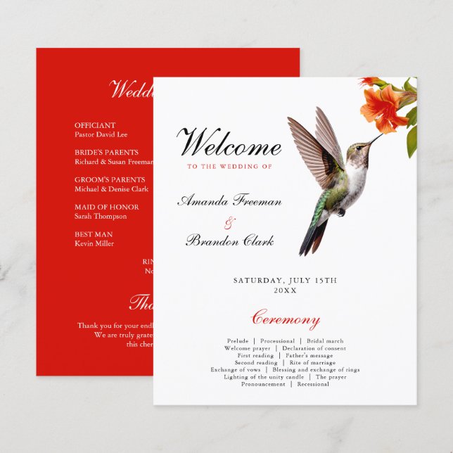 Chic Hummingbird und Orange Blume Wedding (Vorne/Hinten)