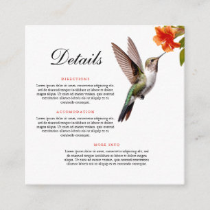 Chic Hummingbird und Orange Blume Wedding Begleitkarte