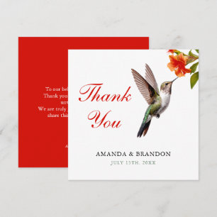 Chic Hummingbird und Orange Blume Wedding Dankeskarte