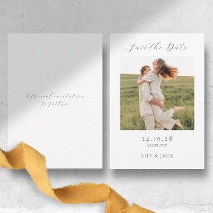 Chic Hydrangea Script Foto Save the Date Card