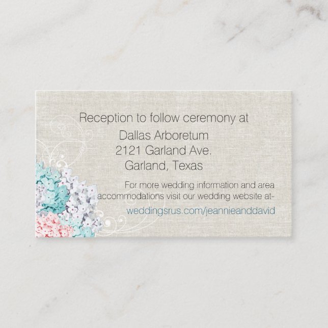 Chic Hydrangeas Wedding Enclosure Card Begleitkarte (Vorderseite)