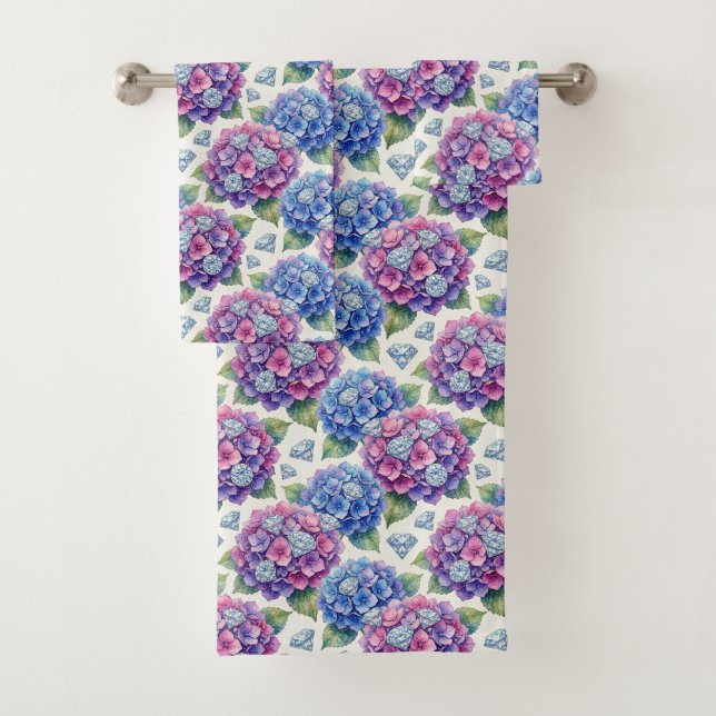 Chic Hydrangeen und Diamanten Handtuch-Set Badhandtuch Set (Insitu)