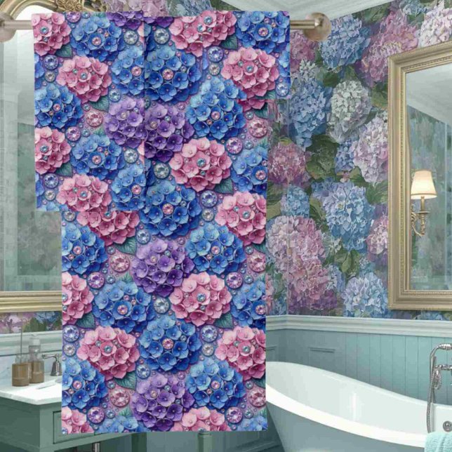 Chic Hydrangeen und Diamanten Handtuch-Set Badhandtuch Set (Von Creator hochgeladen)