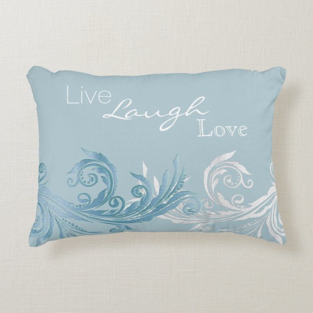 Chic Ice Blue Blühte Akzent Pillow Dekokissen (Vorderseite)