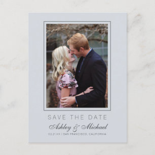 Chic Ice Blue Save the Date Verlobung Foto Ankündigungspostkarte