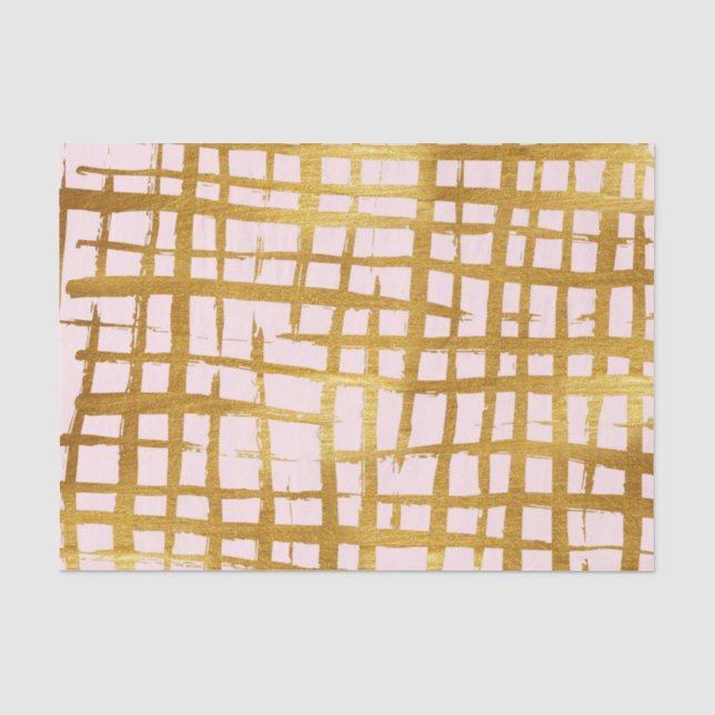 Chic-Imitat-Goldfarbebrushstroke-Gitterfeld-Rosa Seidenpapier (Vorderseite)