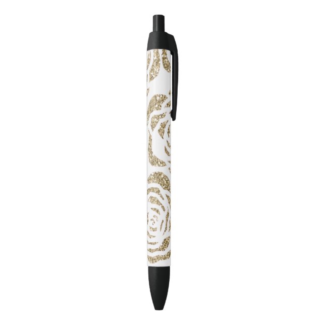 Chic-Imitat-GoldGlitzer-Rosen-Blumenstift Kugelschreiber (Unterseite (Vertikal))