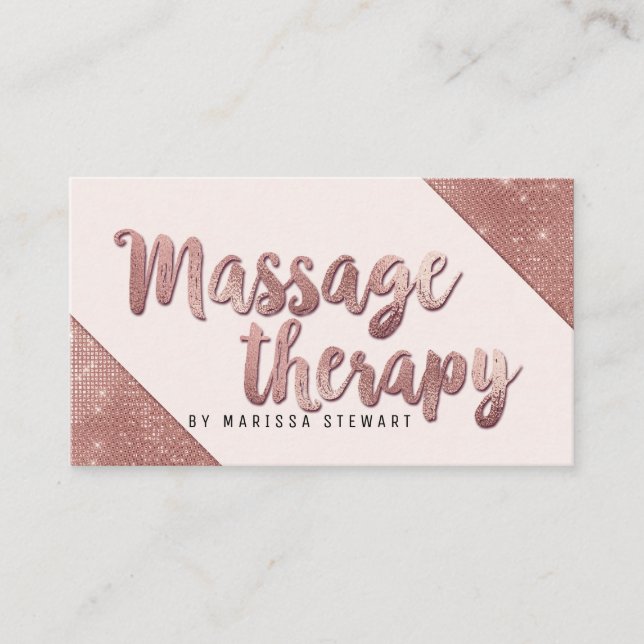 Chic-Imitat-Rosen-GoldGlitzer-Massage-Therapeut Visitenkarte (Vorderseite)