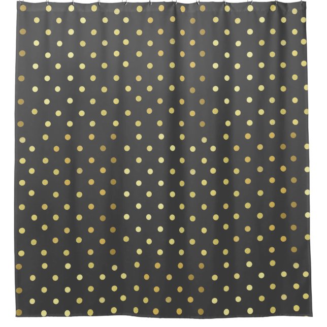 Chic Imitate Foil Leaf Gold Dots Grau Duschvorhang (Vorderseite)