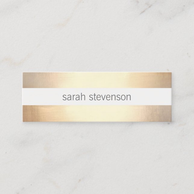 Chic Imitate Gold Foil gestreift Moderne Mini Visitenkarte (Vorderseite)