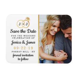 Chic Imitate Gold Foil Monogram Wedding Rings Magnet