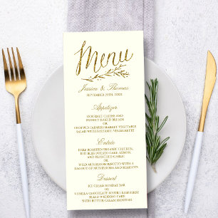 Chic Imitate Gold Foil Wedding Menu Template - Elf Menükarte
