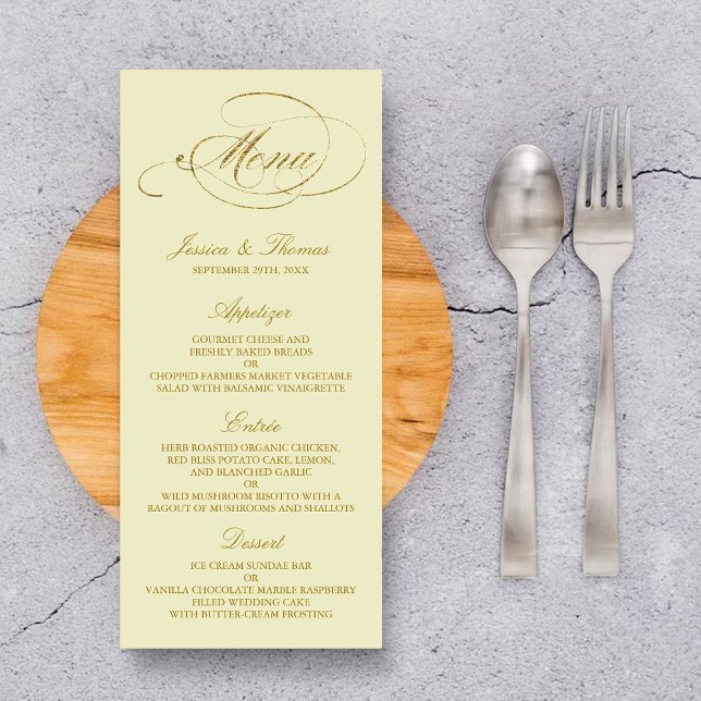 Chic Imitate Gold Foil Wedding Menu Template - Elf Werbekarte (Von Creator hochgeladen)