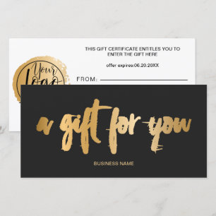 Chic Imitate Gold-Folie Graue Logo Geschenkgutsche