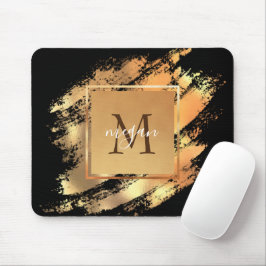 Chic Imitate Gold Glam Brushstroke Mit Monogramm Mousepad