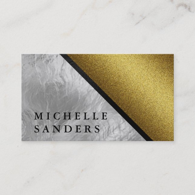 Chic Imitate Gold Glas mit Ledermatte Visitenkarte (Vorderseite)