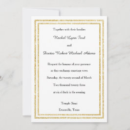 Chic Imitate Gold Glittered Trim - 12x18 Wedite Ei Einladung
