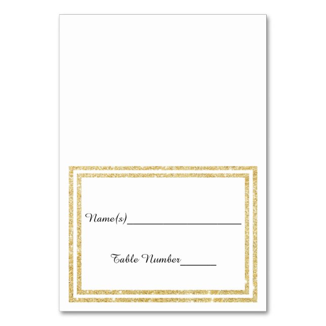 Chic Imitate Gold Glittered Trim - Escort Card Tischnummer (Vorderseite)