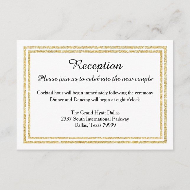 Chic Imitate Gold Glitzer Trim-Empfang Invition Begleitkarte (Vorderseite)