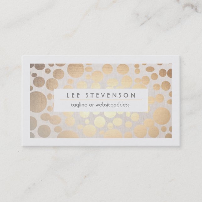 Chic Imitate Gold Leaf Circle Muster Linen Look Visitenkarte (Vorderseite)