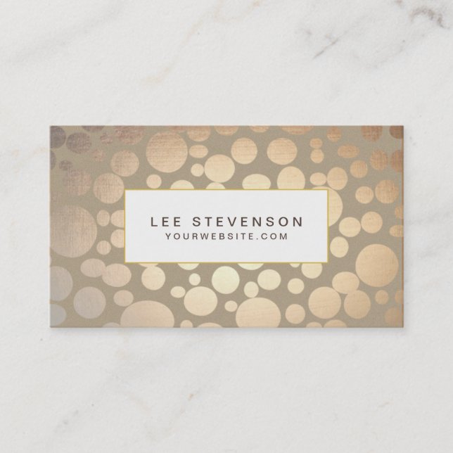 Chic Imitate Gold Leaf Circles Taupe Look Visitenkarte (Vorderseite)