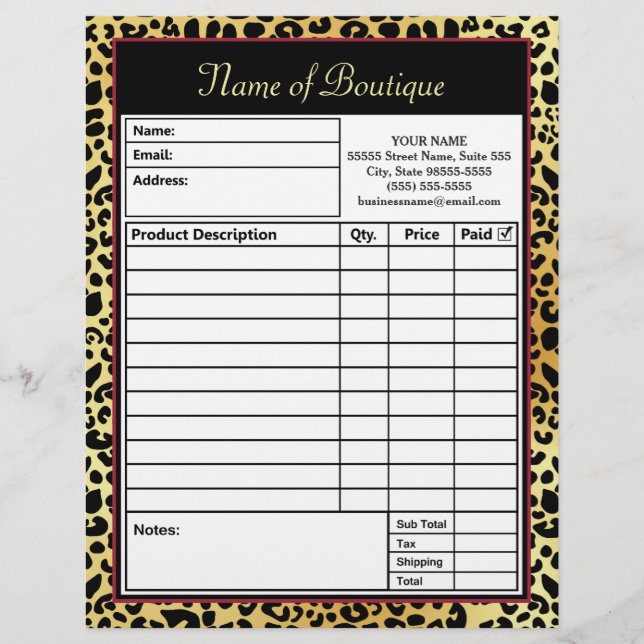 Chic IMITATE Gold Leopard Print Boutique Order For (Vorderseite)