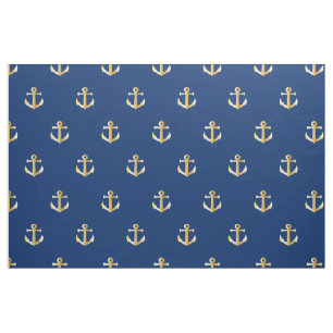 Chic Imitate Gold Nautical Anchors-Muster Stoff