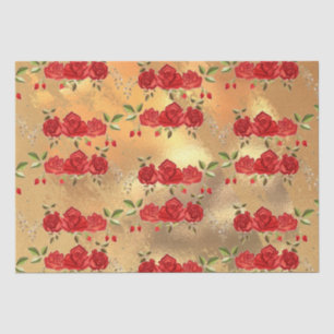 Chic Imitate Gold Red Blume Art Muster Seidenpapier