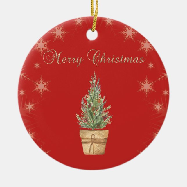 Chic Imitate Gold Schneeflocken, Weihnachtsbaum Ro Keramik Ornament (Vorne)