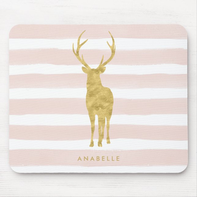 Chic Imitate Goldene Foil Dei auf rosa Streifen Mousepad (Vorne)