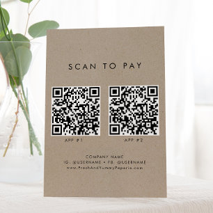 Chic Imitate Kraft Business 2 Apps Scan zu zahlen Sockelschild