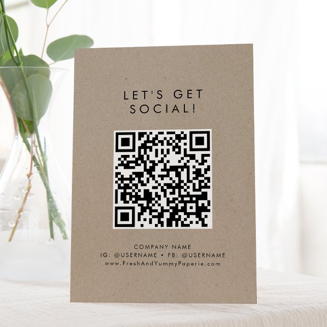 Chic Imitate Kraft Business Let's Get Social Media Sockelschild (Von Creator hochgeladen)