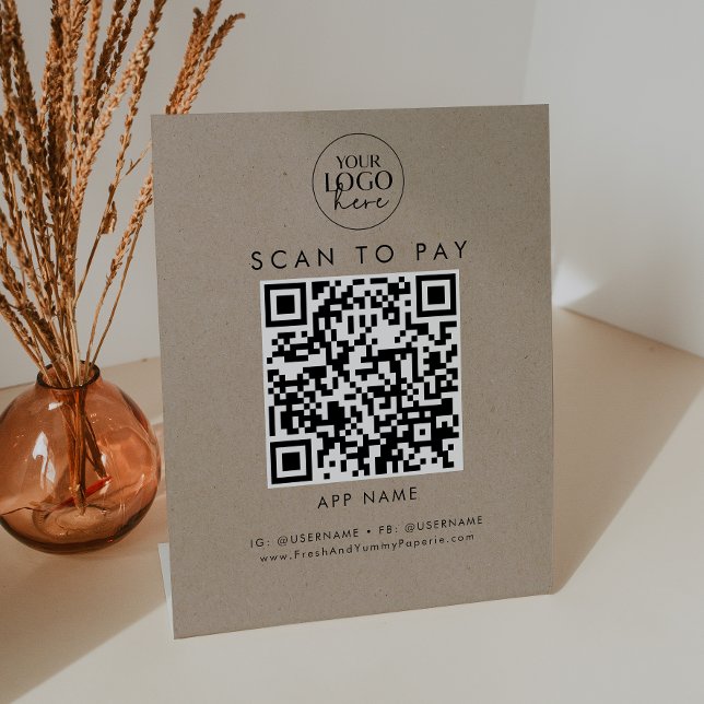 Chic Imitate Kraft Business-Logo-Scan zu zahlen Sockelschild (Von Creator hochgeladen)