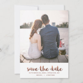 Chic Imitate Kupfer Rose Script mit Dots Foto Save The Date