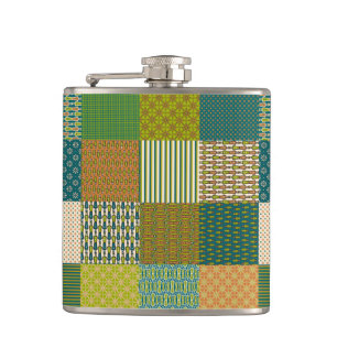 Chic Imitate Patchwork, Earth Colors, Hip Flask Flachmann