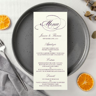 Chic Imitate Plum Foil Wedding Menu Template - Elf Werbekarte