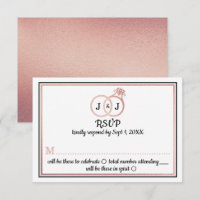 Chic Imitate Rose Gold Foil Monogram Wedding Rings