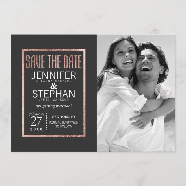 Chic Imitate Rose Gold Speichern Sie die Daten Save The Date (Vorderseite)