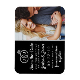 Chic Imitate Silver Foil Monogram Wedding Rings Magnet