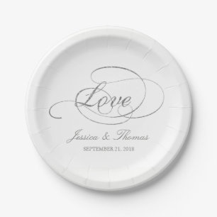 Chic Imitate Silver Foil Wedding Template Pappteller