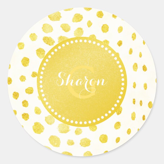 Chic-ImitatgoldGlitter Cheetah-Druckmonogramm Runder Aufkleber (Vorderseite)