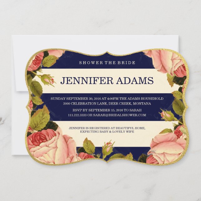 CHIC IMITATS GOLD | BOTANISCHES BRAUTPARTY EINLADUNG (Vorderseite)