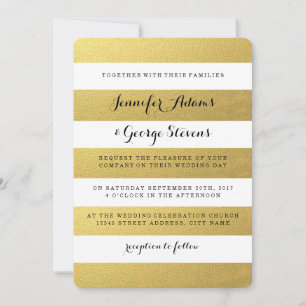 CHIC IMITATS GOLD FOIL STRIPES WEDERINVITATION EINLADUNG