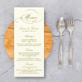 Chic Imitats Gold Foil Wedding Menu Template Menükarte