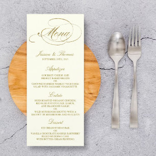 Chic Imitats Gold Foil Wedding Menu Template Werbekarte